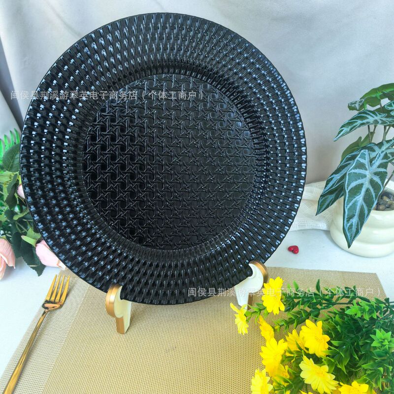 Foreign Trade Charger Plates, Black Vintage Decorative Plates, Hotel Wedding Party Plates, Factory Direct Delivery Foreign Trade Charger Plates, Black Vintage Decorative Plates, Hotel Wedding Party Plates, Factory Direct Delivery