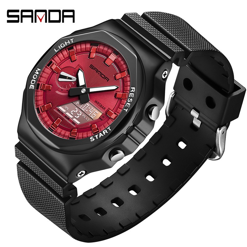 SANDA 3167 nuevo reloj creativo moda deportes multifuncional luminoso moda hombres reloj electrónico
