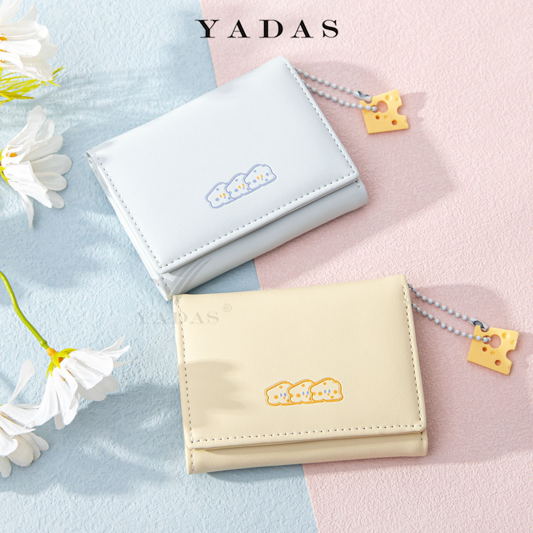 【奶酪饼干】YADAS可爱女士卡包 创意短款三折零钱包wallet women