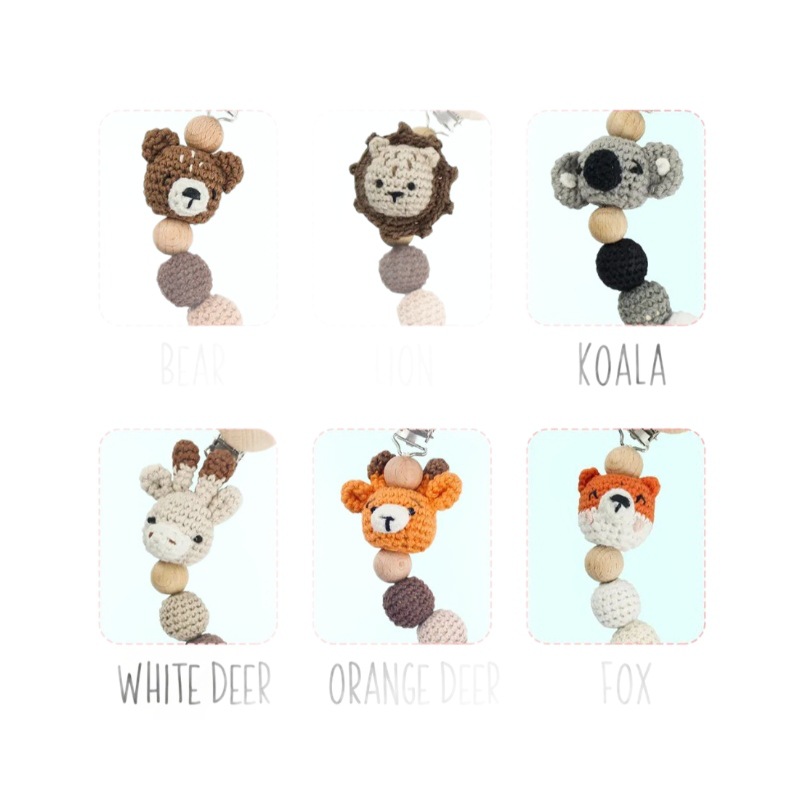 Clips de tetina de crochet personalizados con nombre - regalos hechos a mano de cadenas de tetina de bebé calmante personalizados