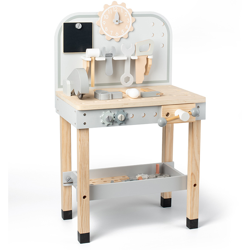 나무 북유럽 시뮬레이션 유지 보수 대형 도구 테이블 어린이 놀이 드라이버 전기 드릴 너트 장난감 세트