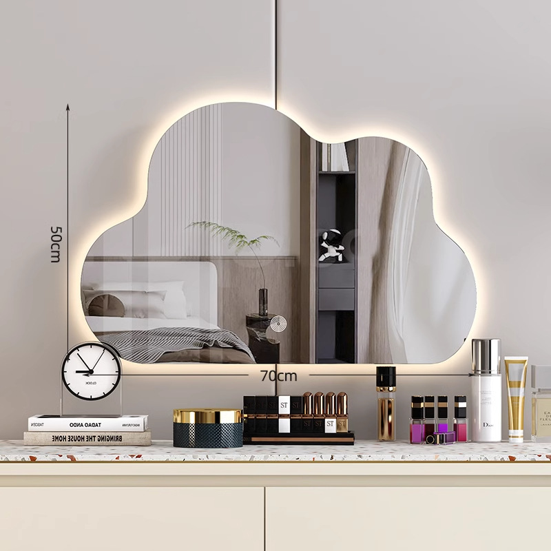Espejo de maquillaje de nube 2025 nuevo espejo tocador dormitorio escritorio pared colgante led inteligente espejo de tocador con luz