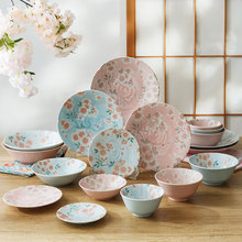 进口陶瓷餐具满开樱花系列创意平盘菜盘寿司盘碗碟家用批发