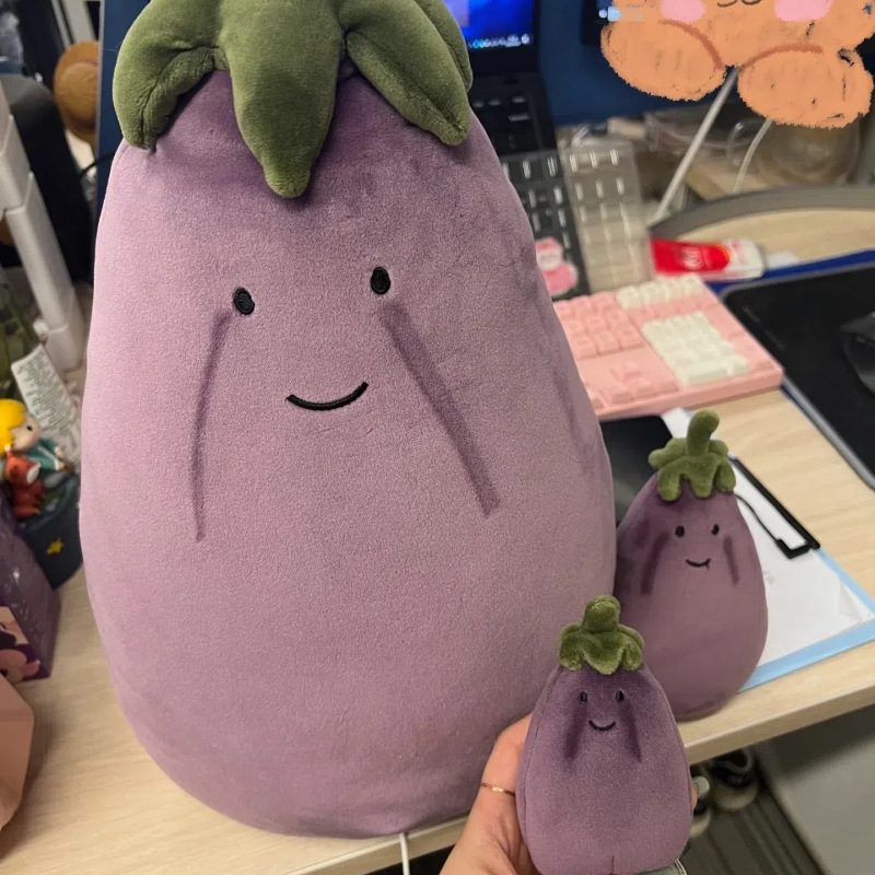Lively Eggplant Plush Toy 17cm, Purple Eggplant Doll, Stress-Relief, Cute Birthday Gift