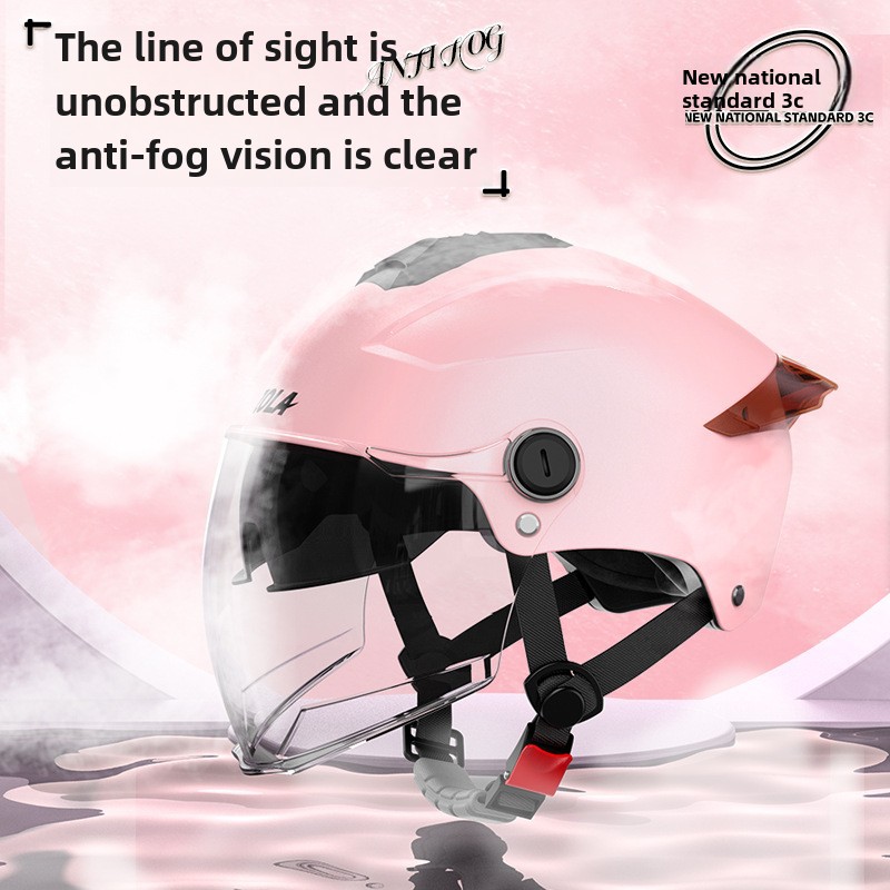 New national standard 3C certification double mirror electric motorcycle helmet women men's battery car half helmet summer sunscreen safety helmet_voghion.com