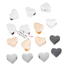 DIY复古锌合金饰品配件 光面 爱心串珠小孔珠手链项链4288