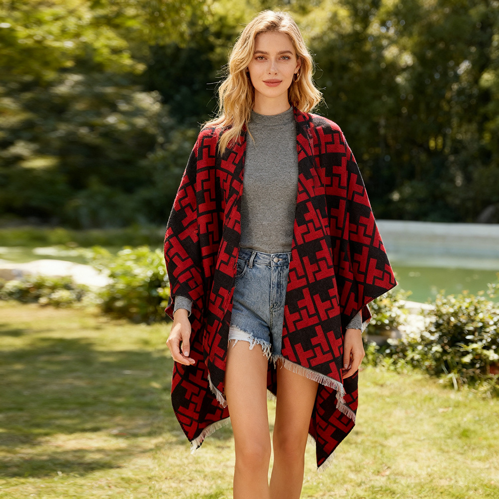 Doble capa jacquard gruesa invierno confortable dama gran chal otoño invierno oficina siesta manta