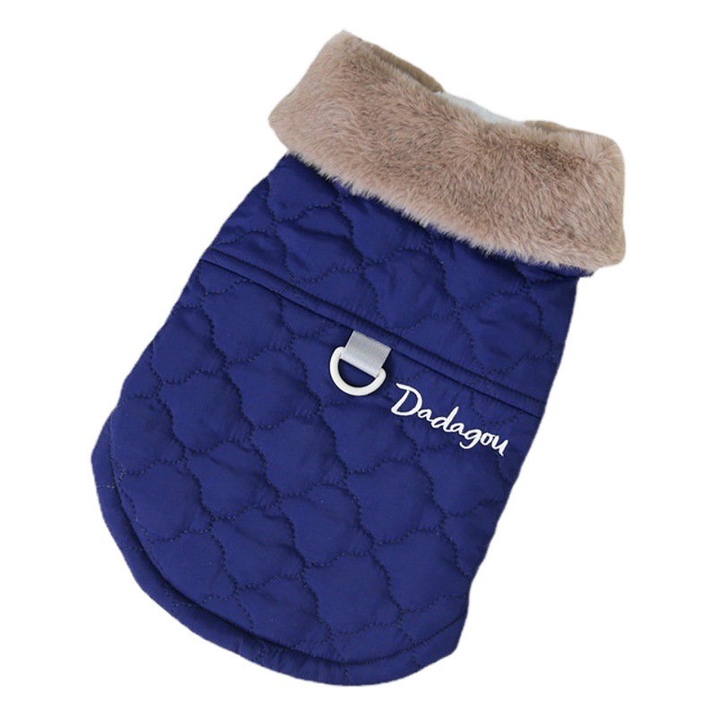 Ropa para mascotas ropa para perros Otoño e Invierno Nuevo Gato cachorro mascota ropa de algodón de dos piernas 22 Cuello de piel ropa acolchada de algodón de tres colores