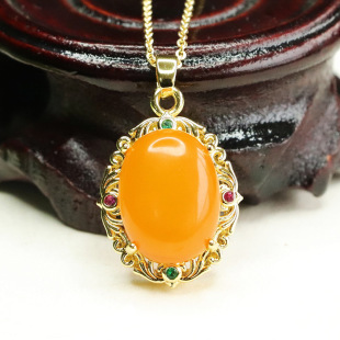 Love Yu natural amber pendant full of honey old beeswax necklace pendant jewelry factory wholesale generation AY4022702