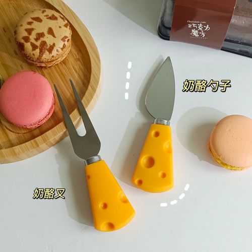奶酪芝士水果刀叉勺套装可爱西餐餐具面包甜品小叉子不锈钢小勺子