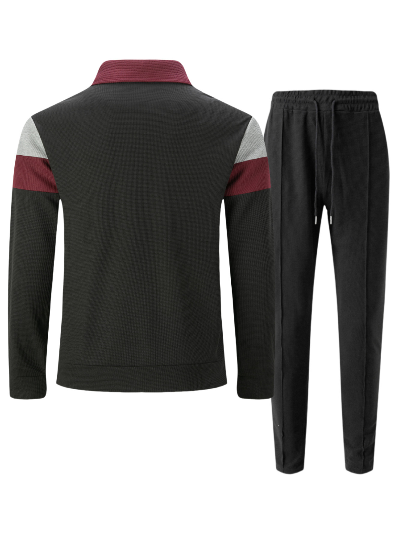 Casual herrset med waffle knit jacka och byxor_voghion.com