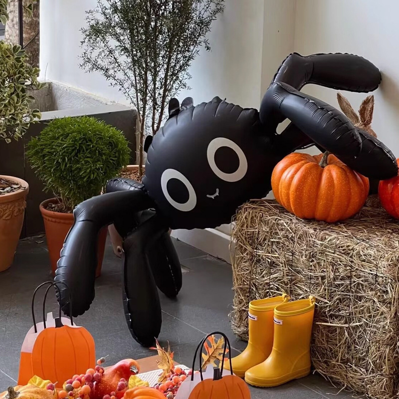 ハロウィン 3D 立体黒大きなクモバルーンハロウィンパーティーバーコーヒーショップ装飾シーンレイアウト装飾|undefined