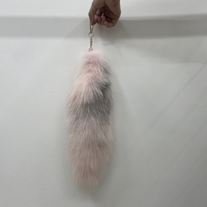Crystal Fox Tail Pendant Keychain Backpack Pendant Long Tail Doll Plush Toy Gift Fun Doll