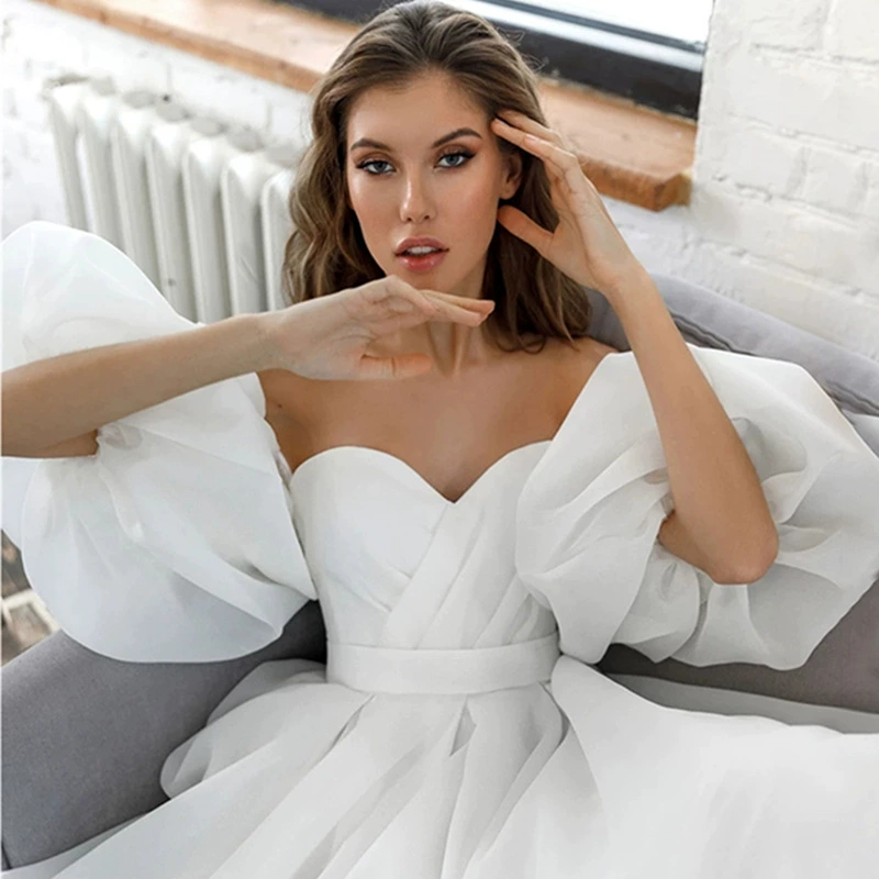 Белое свадебное платье, Aliexpress, 2023, европейский стиль, максимальная длина, рукава-фонарики