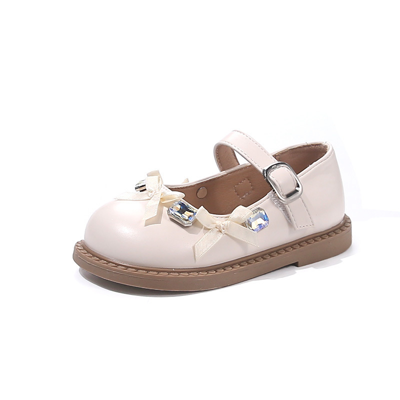 Autumn shoes with rhinestones with bow flat