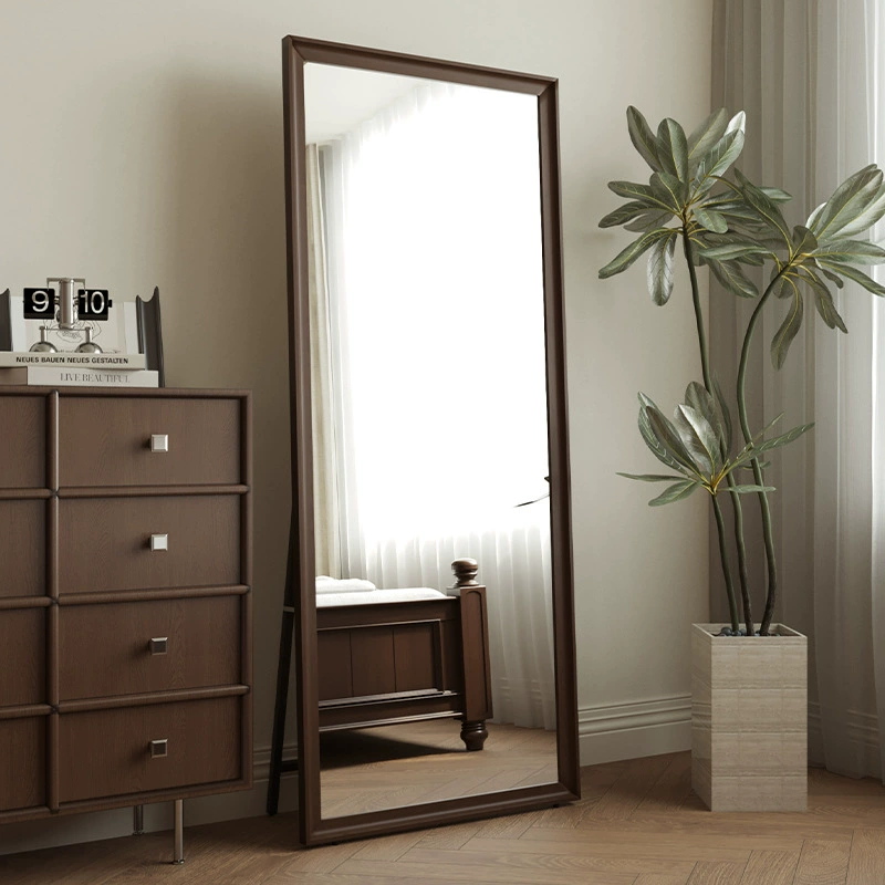 Большое зеркало в стиле ретро, ​​полноценное зеркало из цельного дерева, высококачественное популярное домашнее зеркало для одевания, настенное напольное зеркало для спальни