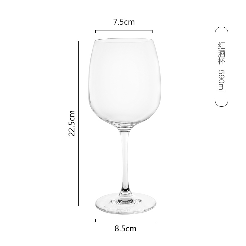 Importación de cristal sin plomo tazas de alto pie tazas de vino de alta calidad lujoso ultra delgado tazas de vino de bordeaux personalizadas al por mayor