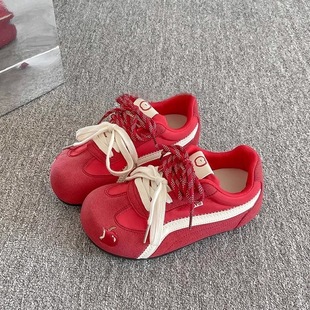 Cute Ins Style Moral Training Shoes for Women 2025 New Spring and Summer Breathable Thin-Soled Sneakers Retro Casual White Shoes for Women