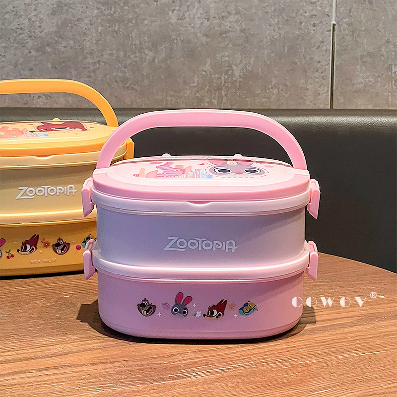Thermos with animals stainless steel, rectangular double-layer lunch box for students