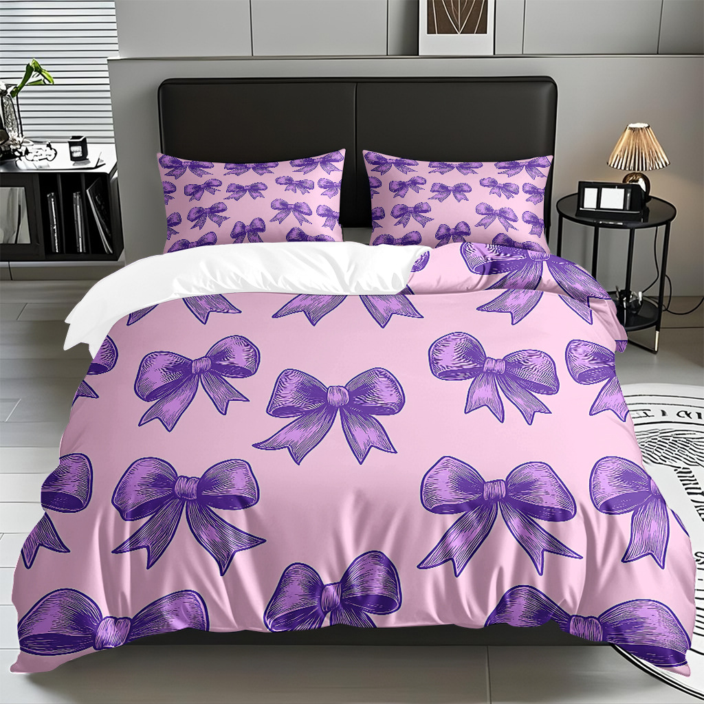Ins Wind Pink Bow Digital Printed Colchón Set Pillow Cover Comercio electrónico transfronterizo preferido para adaptarse al modo JIT