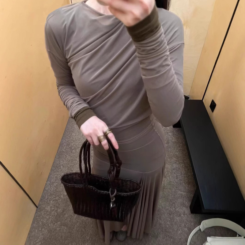 Lem Spring/Summer Mesh Patchwork Double-Layered Flowing Dress Two-Piece Set, Elegant Lady Style Private Wear