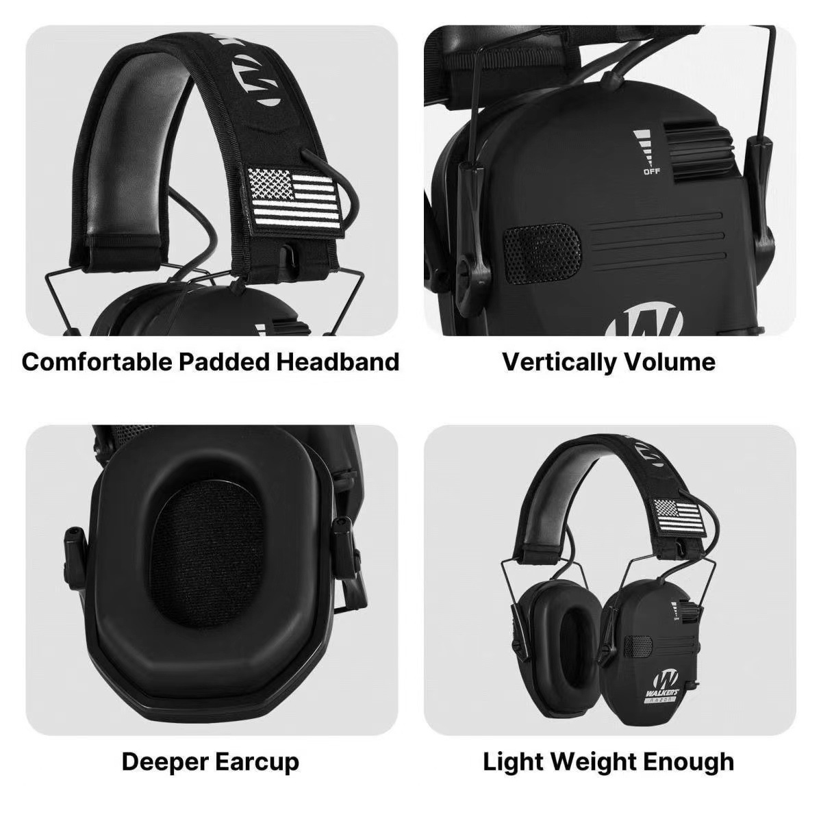 Auriculares Tácticos de Cancelación de Ruido Plástico ABS Reducción de ruido para Caza y Tiro Táctico