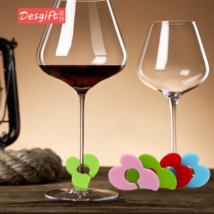 Silicone red wine glass logo sticker champagne glass pendant anti-mix Mark party wine label bar supplies mark
