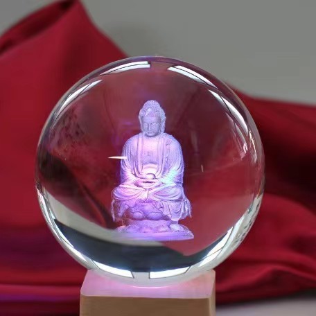 Luminoso ELK bola de cristal 3D tallada noche Luz de madera decoración de escritorio regalo para niñas regalo de cumpleaños al por mayor