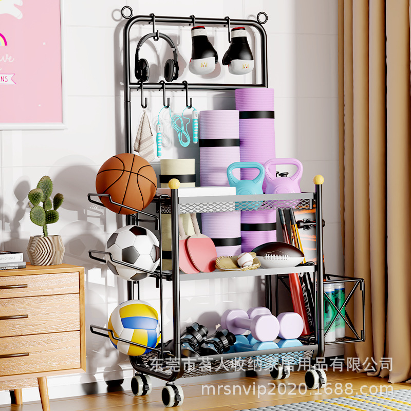Yoga Mat Storage Rack Stroller Floor-Standing Fitness Equipment Organizer Dumbbell Boxing Set Scooter Ball Rack Storage