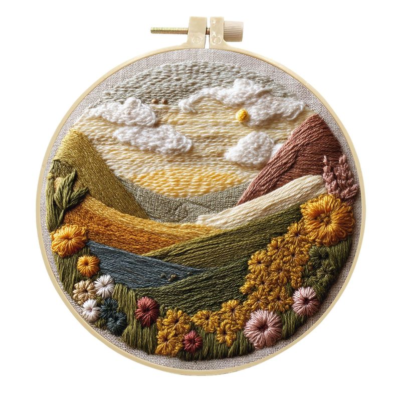 オリジナル-越境新商品 刺繍DIY 風景 手芸布素材キット クリエイティブ手芸針仕事 英語|undefined