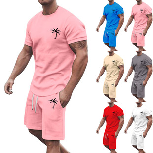 2024 new Amazon ebay popular men's summer short sleeve shorts sports leisure suit in stock