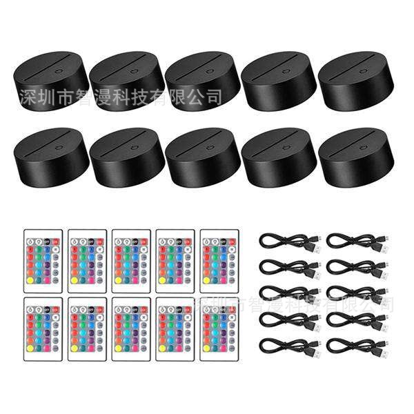 Transfronterizo nuevo exótico 3D luz de la noche titular USB Toque control Remoto colorido luz de la noche lámpara de mesa de acrílico combinación base