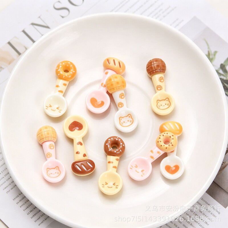 Miniature food toy spoons, DIY simulation resin accessories, phone case, handmade hair clips, hair ties, and decorative materials Miniature food toy spoons, DIY simulation resin accessories, phone case, handmade hair clips, hair ties, and decorative materials