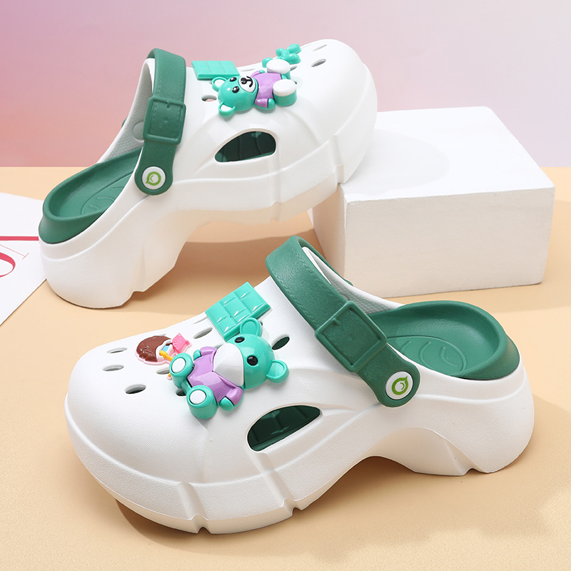 2024 fashion two-color high heel eva hole shoes women wear thick bottom shit feeling ins tide sandals garden shoes wholesale