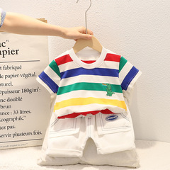 男童套裝2023新款夏裝棉質短袖寶寶韓版洋氣兒童夏季兩件套童裝潮