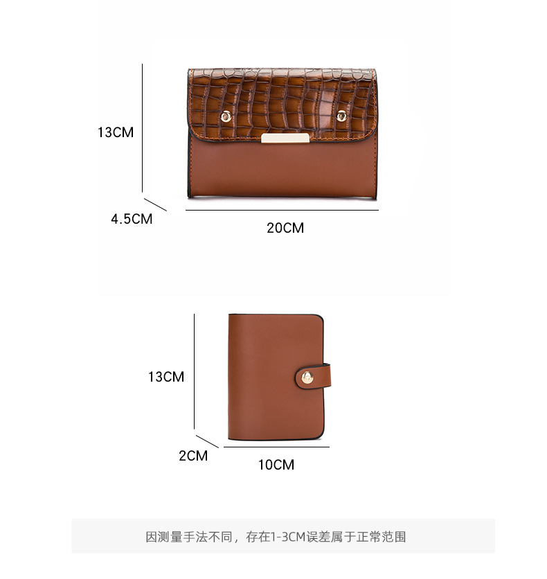 European And American Fashion Crocodile Pattern Three-piece Elegant Handbag Messenger Bag display picture 6