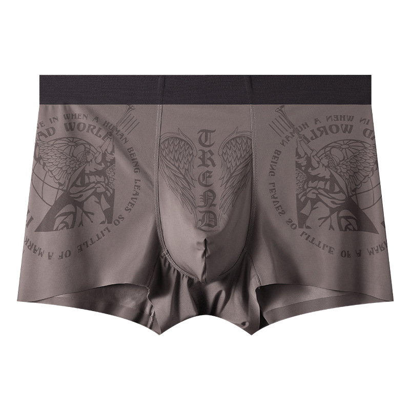 Calzoncillos de seda de hielo para hombre, calzoncillos bóxer de tendencia de primavera 7A, antibacteriano, transpirable y cómodo, calzoncillos deportivos sueltos de cintura media