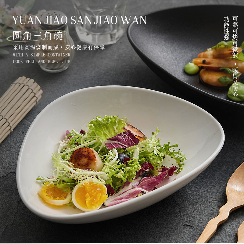 Japanese-style fruit plate creative tableware triangle salad bowl plate feeling frosted black plate new dessert plate