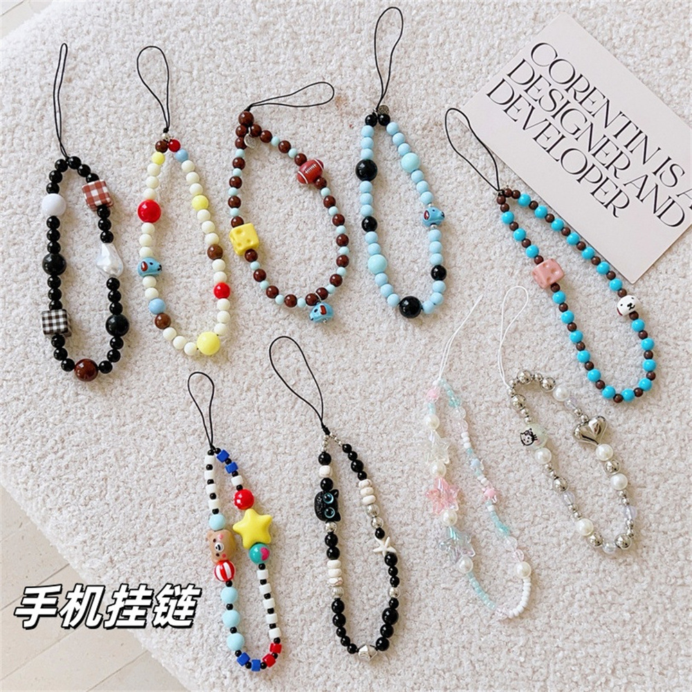 Accessories suitable for Apple and Samsung phone cases, wrist straps, cartoon pendants, beads, keychains, Japanese and Korean style.
