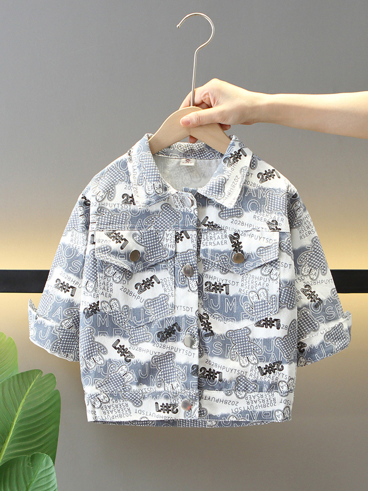 5866 chaqueta de niño 2024 nueva ropa de primavera y otoño para niños estilo occidental casual otoño moda chaqueta de bebé marea
