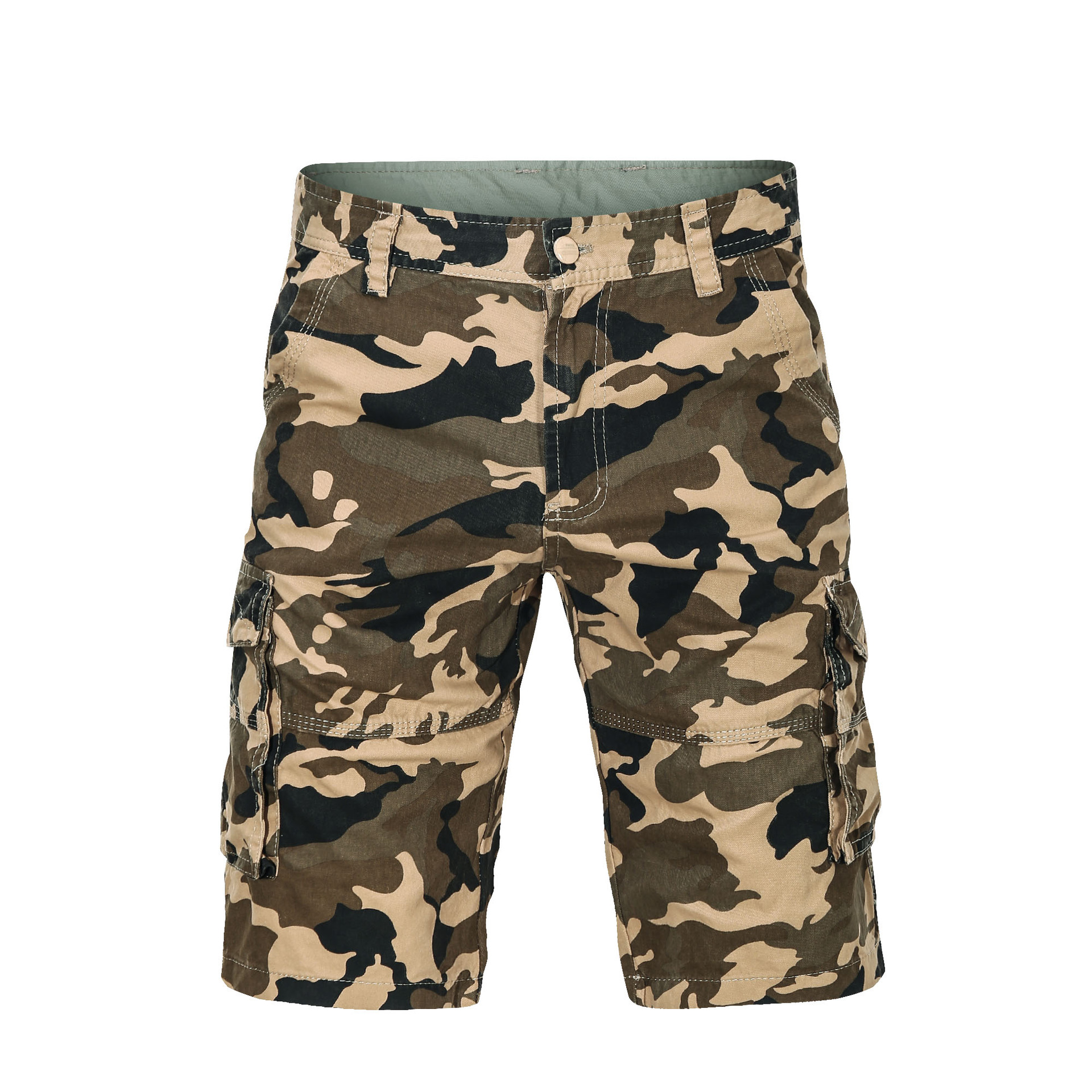 2026 Summer Men's Casual Shorts Loose Camouflage Shorts Straight Multi-Pocket Five-Point Shorts Workwear Shorts Mid-Length Trendy