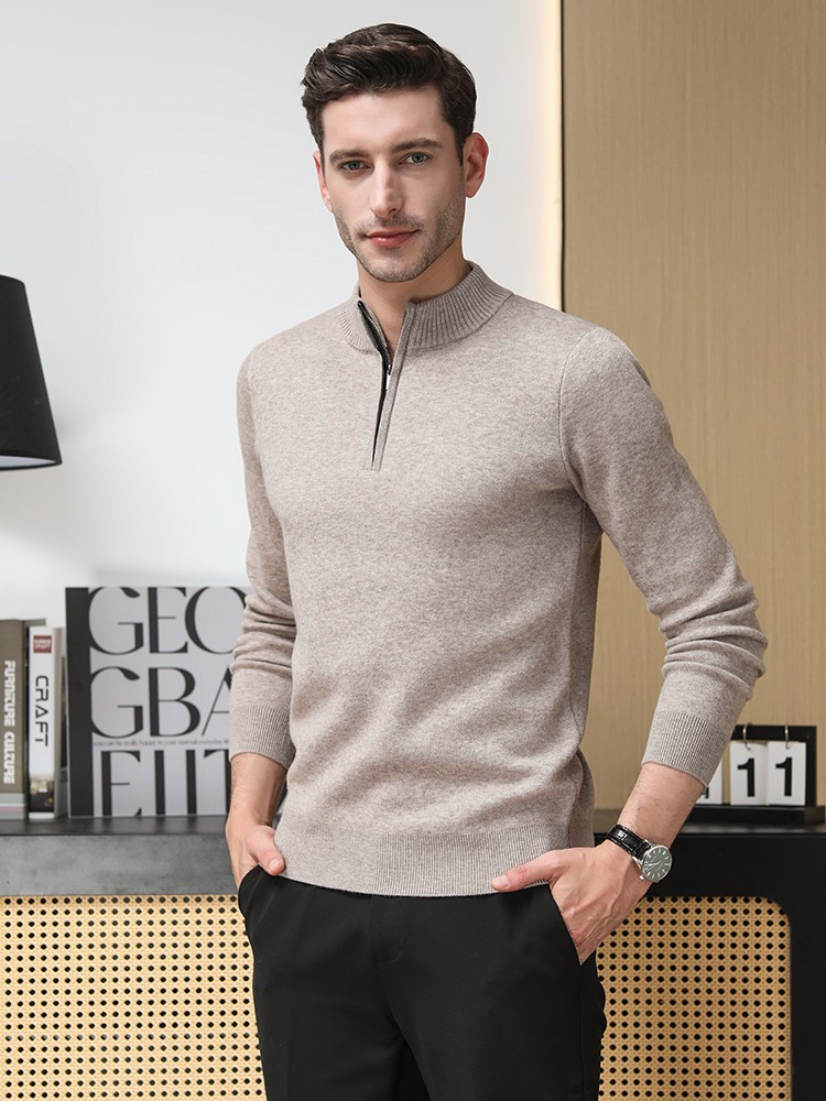 Suéter de hombre simple pullover cremallera de moda casual base de comercio exterior popular suéter de invierno de otoño de manga larga
