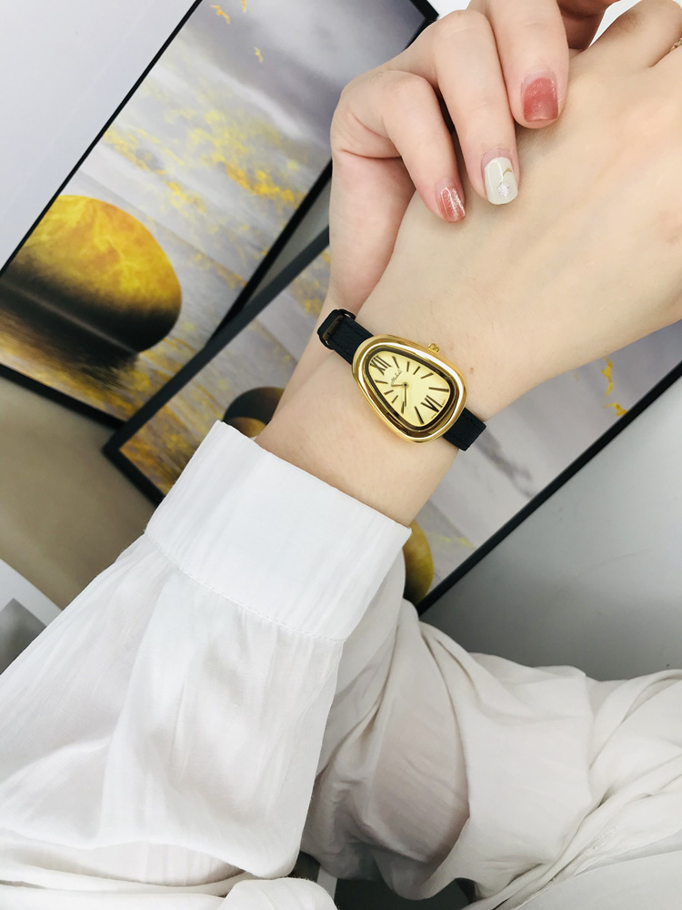 110g Weight Tempered Glass Mirror Material Genuine Leather Strap Material Watch Classification Pointer Display Type Buckle Buckle Style Oval Dial Shape Casual, Holiday Occasion Quartz Movement Solid Color Pattern All Seasons Season Women's Gender Vintage Style, Classic Style Style Vintage Style Classic Style Solid Color Buckle Quartz Watch Women's Watches 9