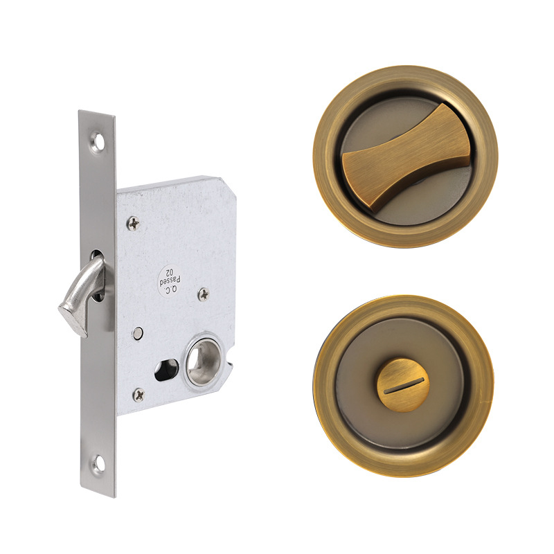 Cerradura de puerta de empuje de acero inoxidable personalizada cerradura de puerta invisible redonda perilla oculta cerradura de puerta corredera canal integrado cerradura de puerta oscura