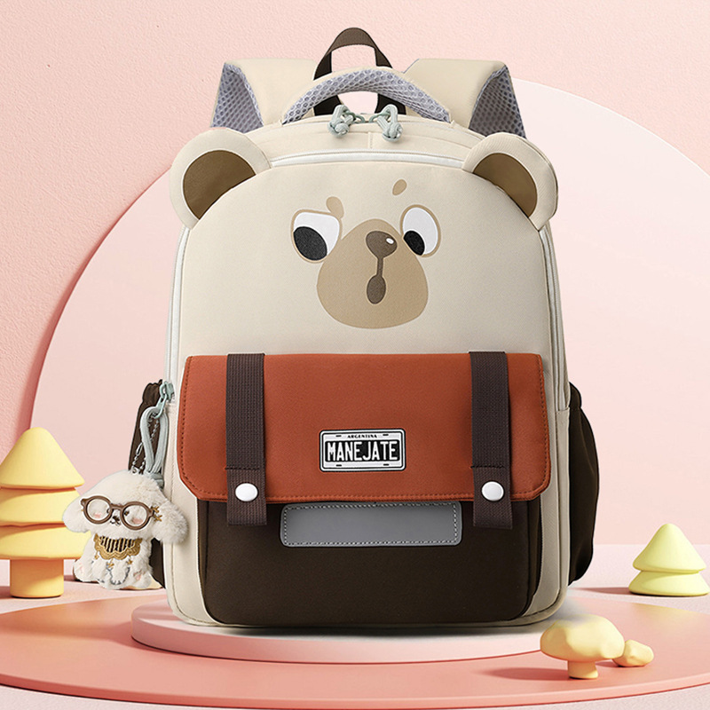 Cartoon Bear Kids Big Class Kindergarten Mochila para niñas de grado uno y dos mochilas para niños respirables