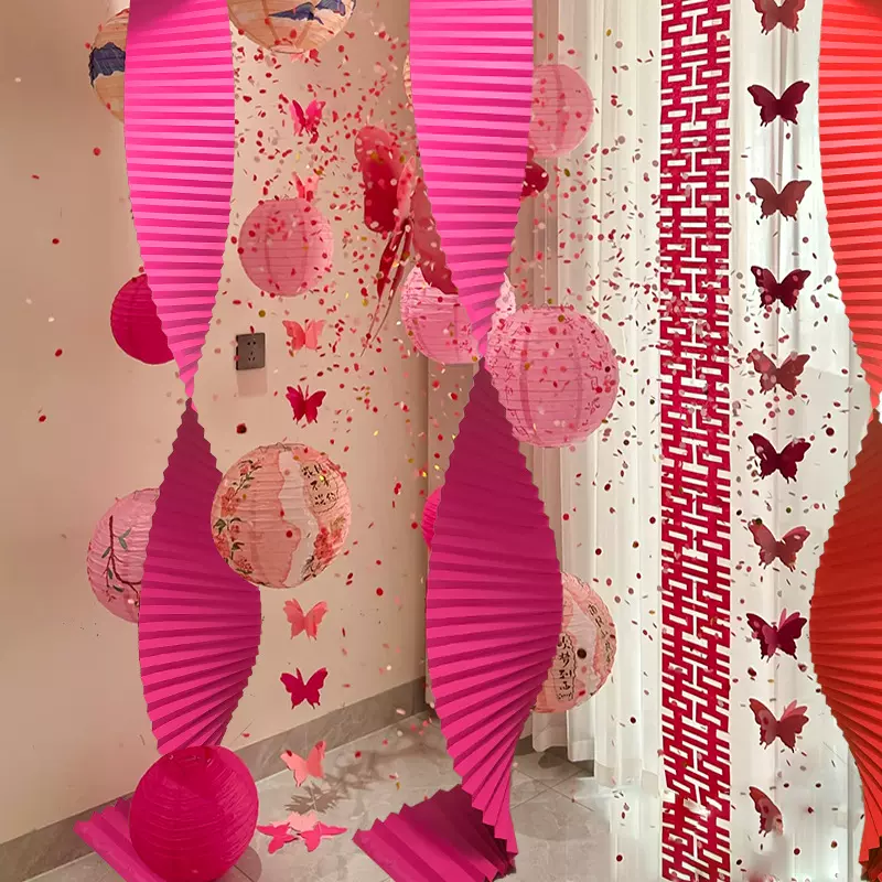 批发婚庆道具瓦楞纸定制加长波浪纸花场景布置褶皱纸婚房装饰