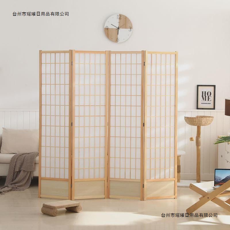 Japanese-Style Plaid Screen Partition Entrance Foldable Mobile Living Room Simple Modern Photography Background Photo Props
