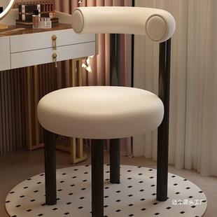 Cream Style Makeup Stool, Simple Bedroom Makeup Chair, Chubby Chair, Lamb Hair Dressing Table Chair, Light Luxury Stool for Girls