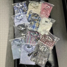 外贸出口服装男装上衣批发 男式衬衫短袖格子衫 老钱风男式衬衫