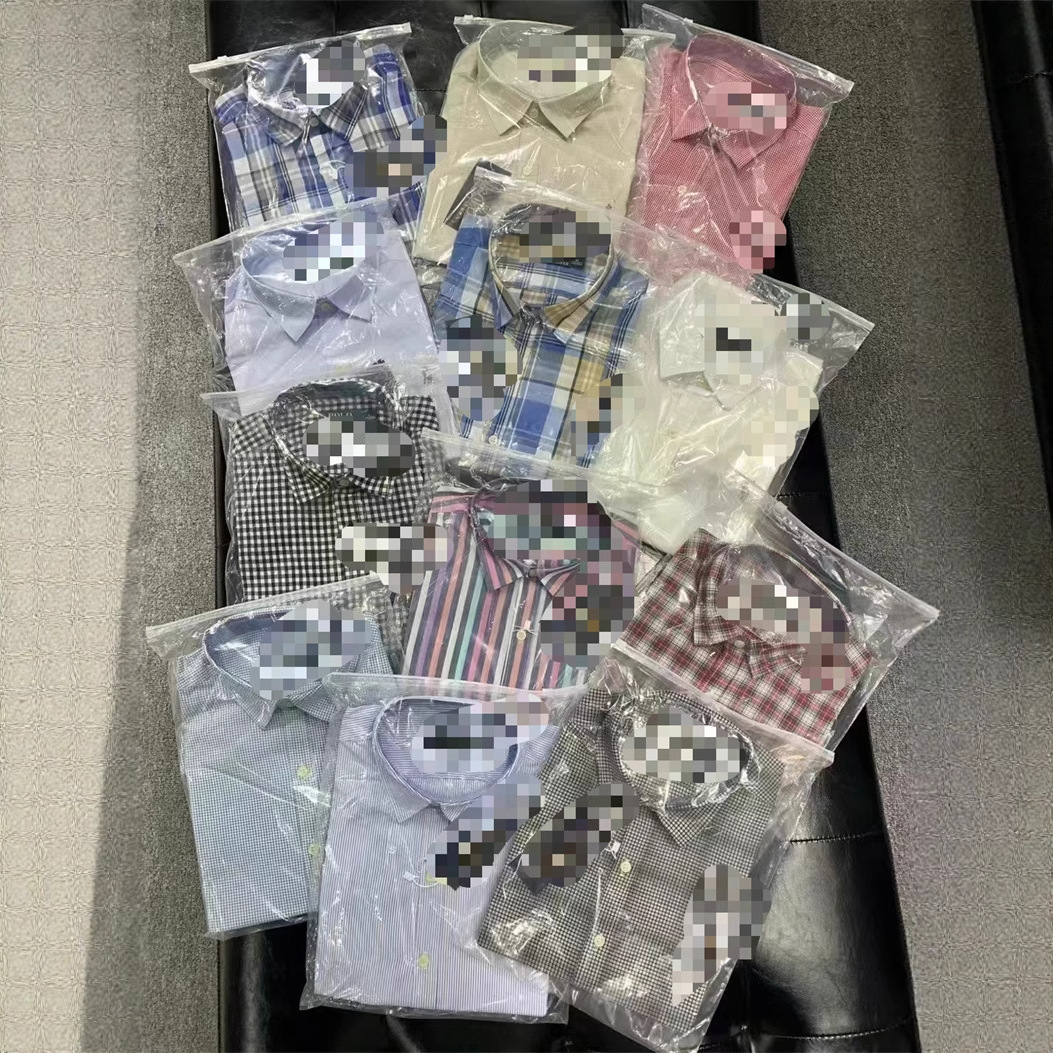 外贸出口服装男装上衣批发 男式衬衫短袖格子衫 老钱风男式衬衫